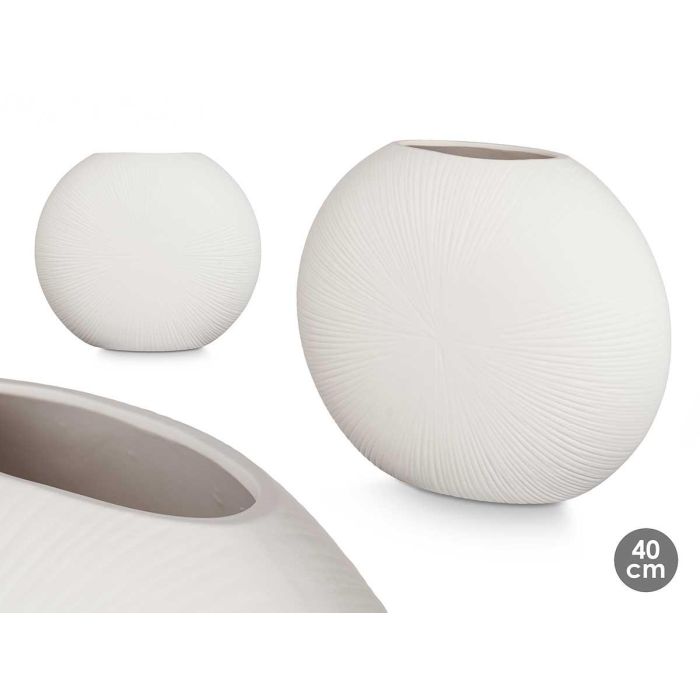 Giftdecor Jarrón Cerámica Circular Blanco 40 cm (2 Unidades) Giftdecor Jarrón Cerámica Circular Blanco 40 cm (2 Unidades)