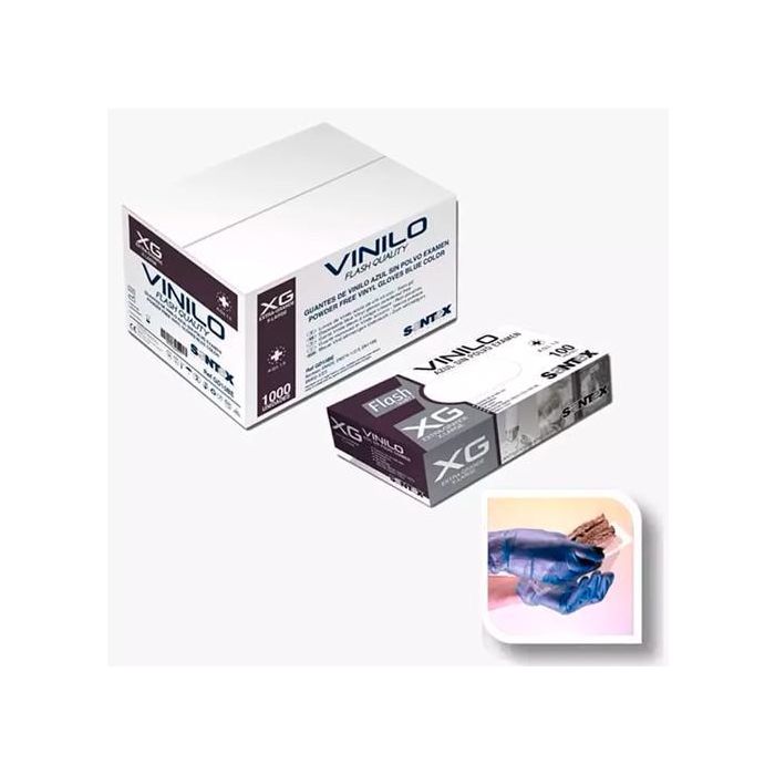 Caja De Guantes De Vinilo Azul Sin Polvo Multiusos Talla Xg -100U- Caja De Guantes De Vinilo Azul Sin Polvo Multiusos Talla Xg -100U-