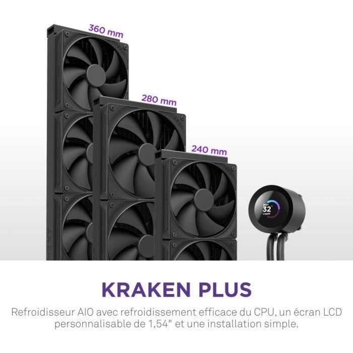 NZXT RL-KN360-B2 Refrigeración Líquida Kraken Plus 360 con Pantalla LCD Personalizable de 1.54" - Negro 3