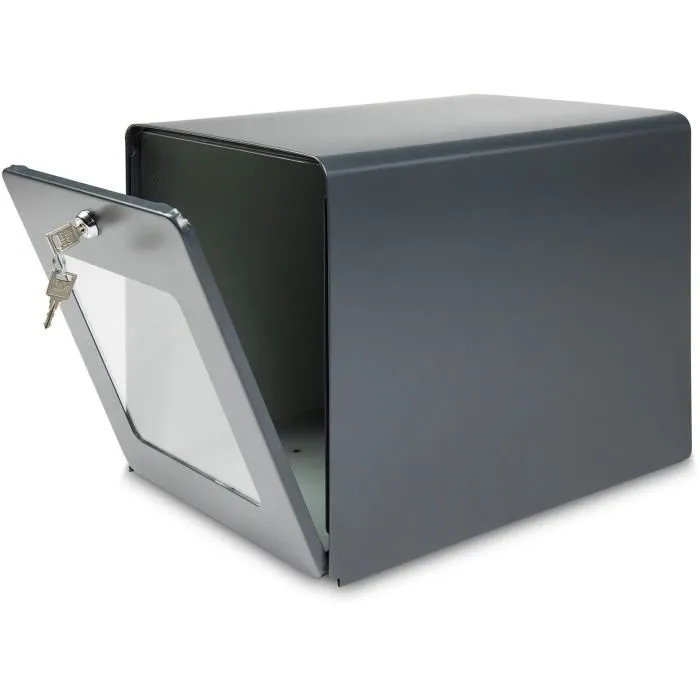 Burg Wachter Buzón de Acero Galvanizado con Puerta Trasera de Cristal, Gris Antracita 3 Burg Wachter Buzón de Acero Galvanizado con Puerta Trasera de Cristal, Gris Antracita 3