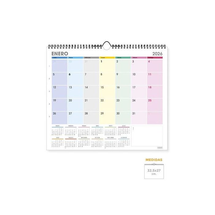 Calendario (2026) Senfort Pared Multicolor Mensual 325X270