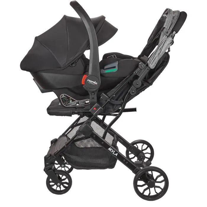 NANIA - Cochecito combinado 2 en 1 con asiento de coche Rimini - MYLA - 4 ruedas - Negro 0 NANIA - Cochecito combinado 2 en 1 con asiento de coche Rimini - MYLA - 4 ruedas - Negro 0