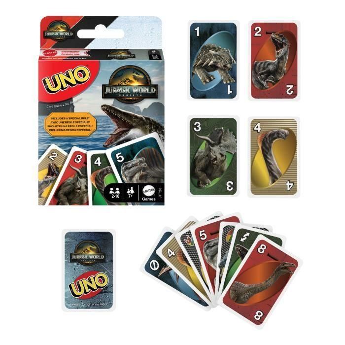 UNO Jft28 Juego de Cartas Jurassic World Rebirth de Mattel Games para Niños +7 Años 1