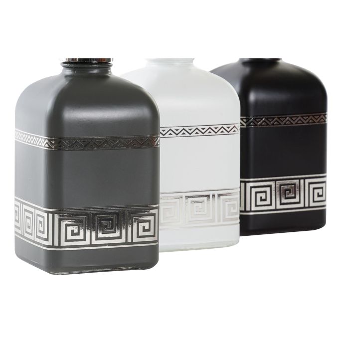 DKD Home Decor Dosificador Chic 450ml de Cristal y ABS Colores Negro Blanco 8x18x10cm Pack 12 Unidades 1