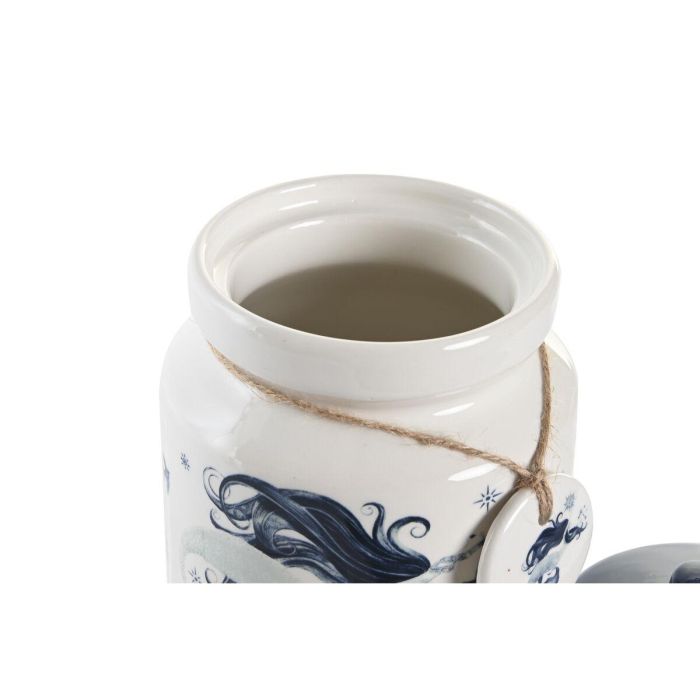 Bote DKD Home Decor 12 x 12 x 16 cm Azul Blanco Dolomita (3 Unidades) 2 Bote DKD Home Decor 12 x 12 x 16 cm Azul Blanco Dolomita (3 Unidades) 2