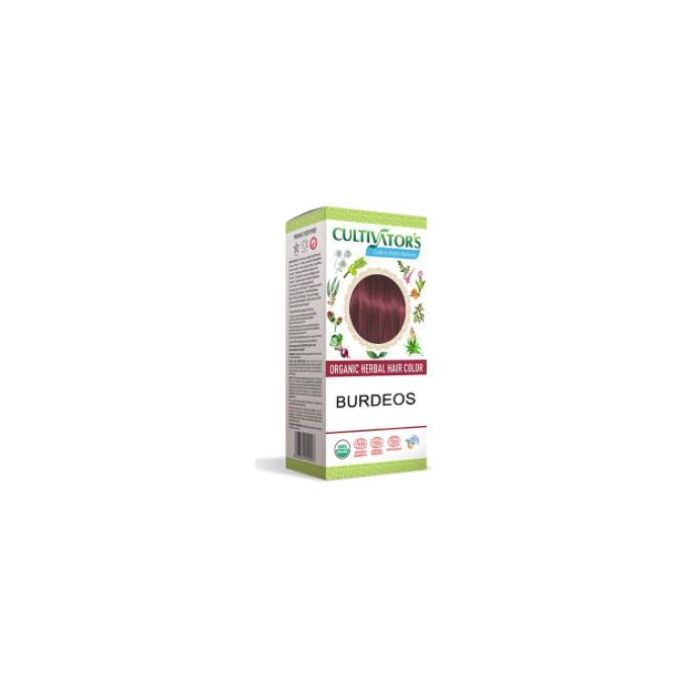 CULTIVATORS Tinte Orgánico para Cabello Burdeos 100g Ecocert - Cobertura Canas 100%