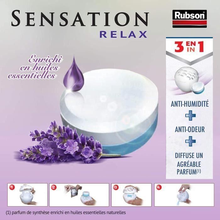 Rubson Sensation Recarga Absorbente de Humedad 2 Lengüetas 3 en 1 Perfume Lavanda Pack 6 1