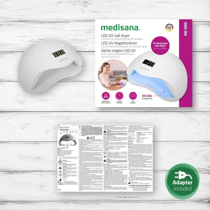 Medisana Lámpara de Uñas ND 880 LED y UV con Pantalla, Temporizador y Sensor de Encendido/Apagado Automático - Blanca 4