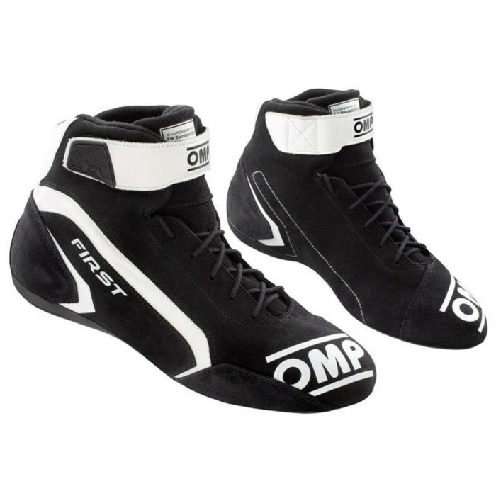 Botines Racing OMP FIRST Negro/Blanco 45