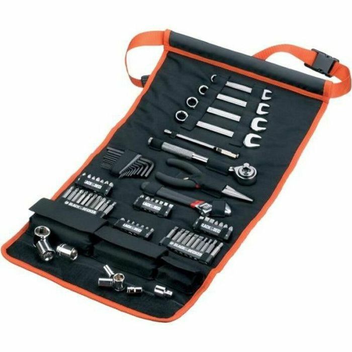 BLACK & DECKER Bolsa enrollable con 76 accesorios para mecánica de automóviles