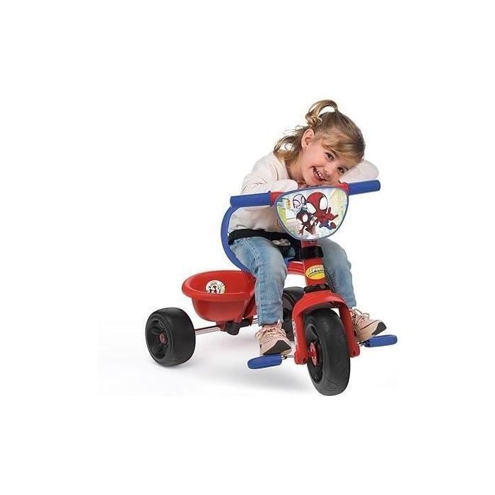 Smoby SMO3032167403377 Triciclo Be Fun Spidey Escalable 15 Meses a 3 Años Bastón Parental Regulable 3 Posiciones Cinturón Seguridad 1