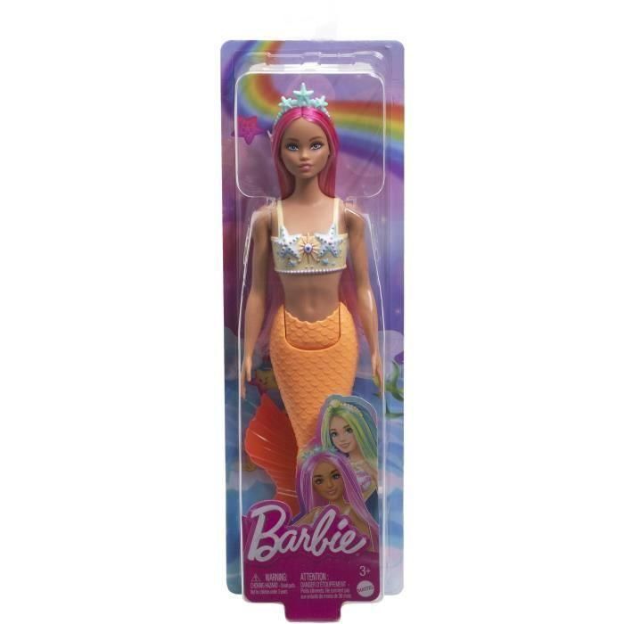 Barbie HRR05 Muñeca Sirena Rosa con Pelo Rosa, Aleta Naranja y Diadema 2 Barbie HRR05 Muñeca Sirena Rosa con Pelo Rosa, Aleta Naranja y Diadema 2