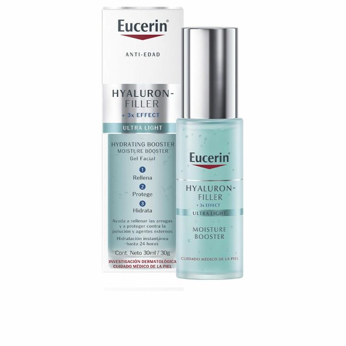 Eucerin HYALURON FILLER Moisture Booster Gel Facial Antiedad Hidratante Rellena Arrugas Triple Efecto Piel Deshidratada y Sensible 30 ml