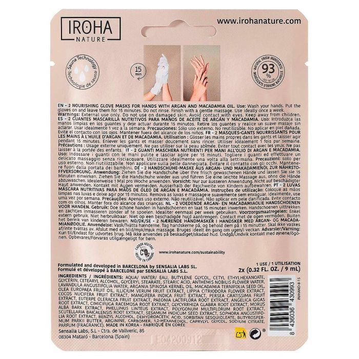 Iroha Mascarilla Nutritiva para Manos Argán & Macadamia 1 u 1