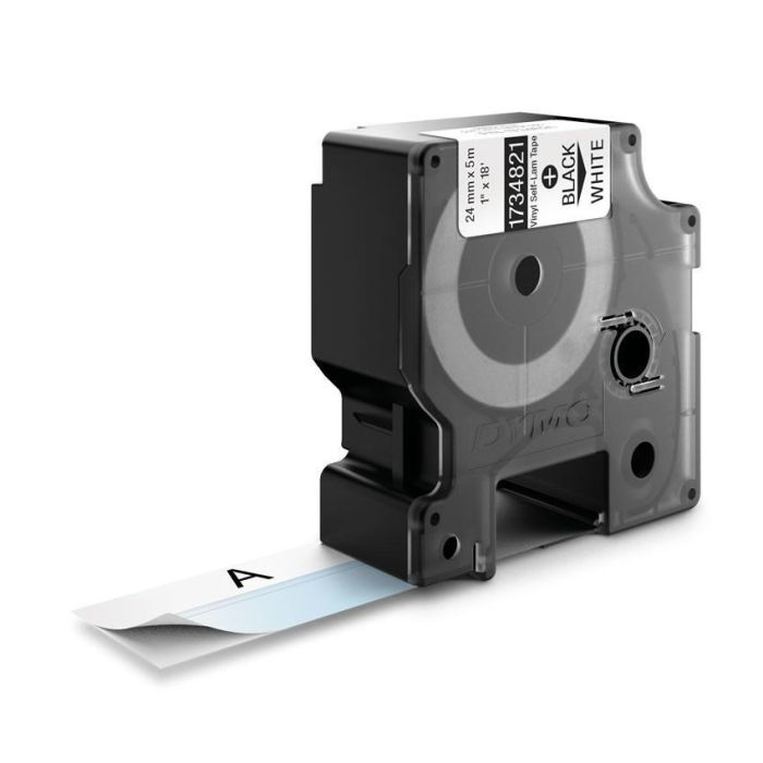 Dymo Id1-24 Rhino Cinta de Etiquetas Industrial Adhesiva, Negro sobre Blanco, 24mm x 5.5m, Laminada