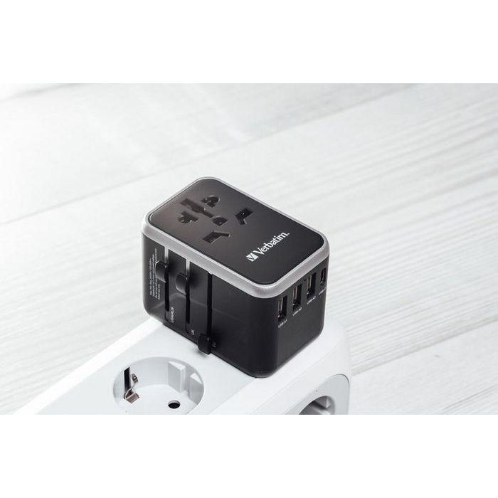Verbatim UTA-04 Adaptador de Viaje Universal 61W PD QC 3.0, 5 Puertos USB (2xUSB-C, 3xUSB-A), Carga 6-en-1 para 180+ Países 20