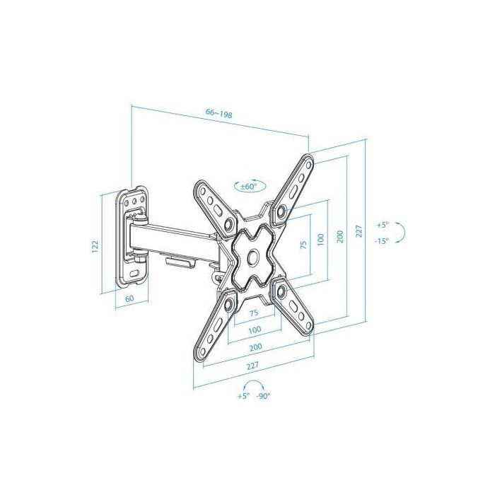 Soporte de Pared Extensible/ Giratorio/ Inclinable TooQ LP1343TN-B para TV de 13-43"/ hasta 20kg 4 Soporte de Pared Extensible/ Giratorio/ Inclinable TooQ LP1343TN-B para TV de 13-43"/ hasta 20kg 4