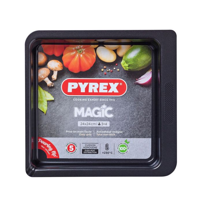 Molde para Horno Pyrex Magic Cuadrado Rectangular Negro Metal 24 x 24 cm (6 Unidades) 2