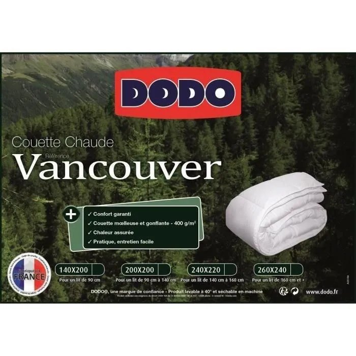 DODO Edredón cálido 400gr/m² VANCOUVER 200x200 cm blanco 5