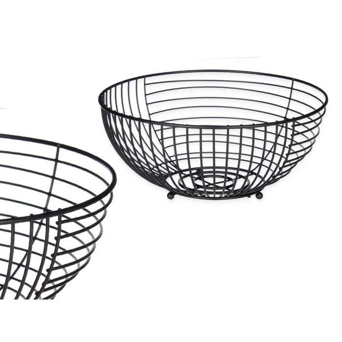 Frutero redondo de metal negro Kinvara 28x12x28 cm (6 Unidades)