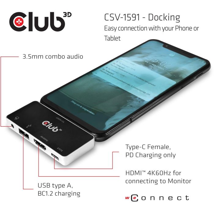 Club3D USB-C 4en1 Hub: HDMI, USB, USB-C, Audio 4K 60Hz, Carga PD 100W 1 Club3D USB-C 4en1 Hub: HDMI, USB, USB-C, Audio 4K 60Hz, Carga PD 100W 1