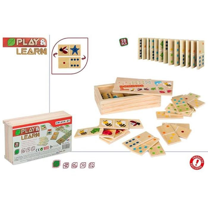 Woomax Domino Animales de Madera 28 Piezas para Niños a Partir de 24 Meses 5