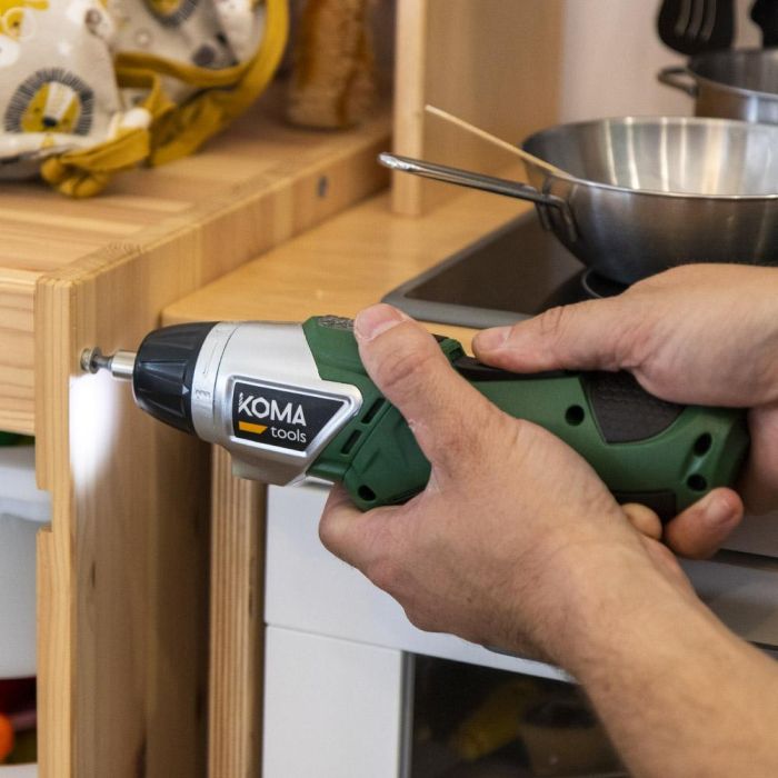 Koma Tools 3v-ar Atornillador a Batería 3.6V Litio-Ion 1300mAh Reversible con Luz LED, Velocidad y 6 Pares 4