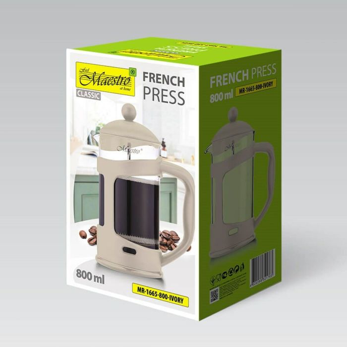 Tetera Feel Maestro MR-1665-800 Marfil Acero Inoxidable Vidrio de Borosilicato 800 ml