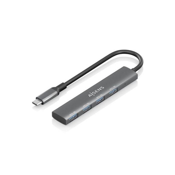Aisens A106-0540 Hub USB-C 3.1 Gen1 con 4 puertos USB 3.0 de 5Gbps, Gris, Cable 15cm Aisens A106-0540 Hub USB-C 3.1 Gen1 con 4 puertos USB 3.0 de 5Gbps, Gris, Cable 15cm