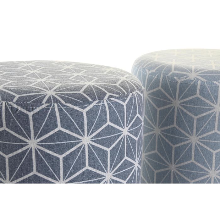 Reposapiés DKD Home Decor 31 x 31 x 33 cm Azul Azul cielo Pino Geométrico Mediterráneo (2 Unidades) 1