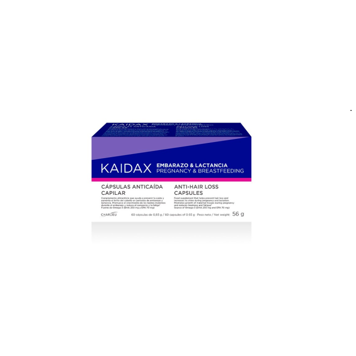 Topicrem KAIDAX Cápsulas Embarazo & Lactancia: Vitaminas B6, B9, B12, Biotina, Zinc, Selenio para Cabello y Reducir Fatiga 60 u