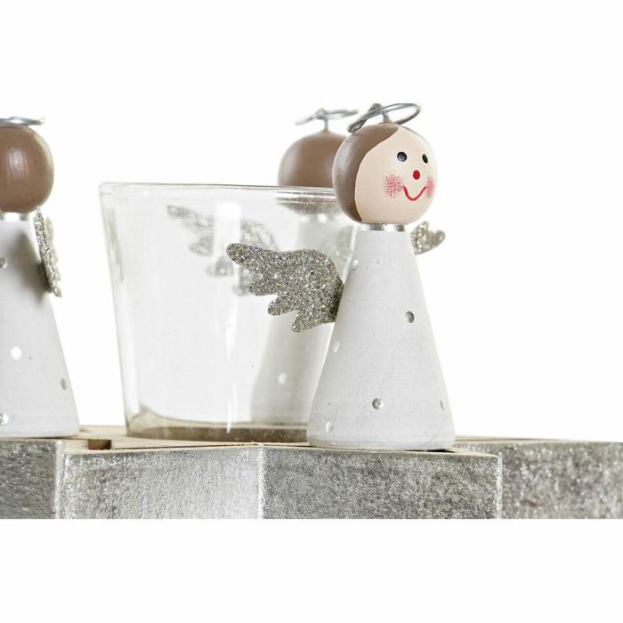 Portavelas Navideño DKD Home Decor Cristal Madera (17 x 17 x 9 cm) 1