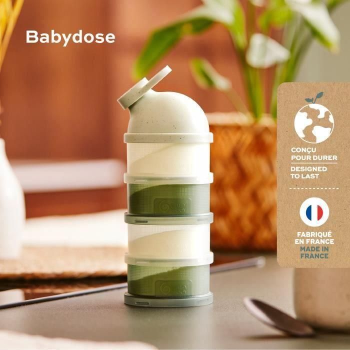 Babymoov Babydose Cajas medidoras de leche en polvo - Pico vertedor ergonómico - Hecho en Francia, Verde 1