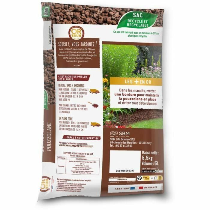 Or Brun OBRPPOU6U Mulch de Puzolana Marrón Dorado para Protección de Plantas - 6L 5