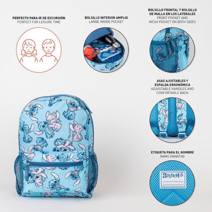 Mochila Infantil Stitch Azul 23 x 33 x 9 cm 3