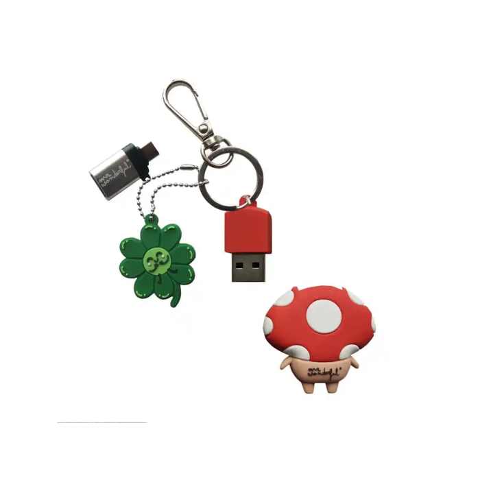 Wondee Mr. Wonderful Llavero USB Seta 32GB Pendrive Compatible con Windows, macOS, Linux y Adaptador USB C 3