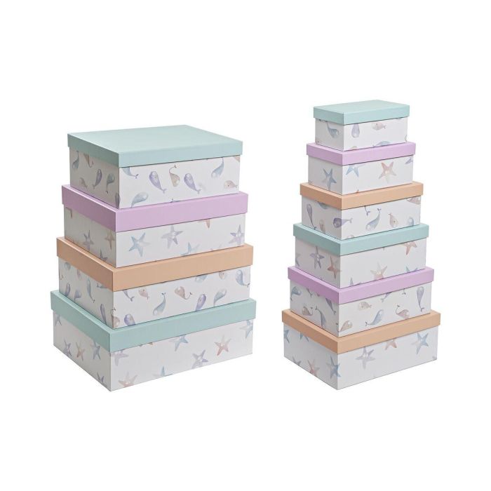 Caja Kids DKD Home Decor Azul Lila 33.5 x 15.5 x 43.5 cm Set de 10 Caja Kids DKD Home Decor Azul Lila 33.5 x 15.5 x 43.5 cm Set de 10