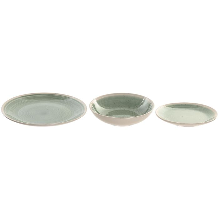 Vajilla Basicos DKD Home Decor Verde Blanco 27 x 3 x 27 cm Set de 18 2 Vajilla Basicos DKD Home Decor Verde Blanco 27 x 3 x 27 cm Set de 18 2