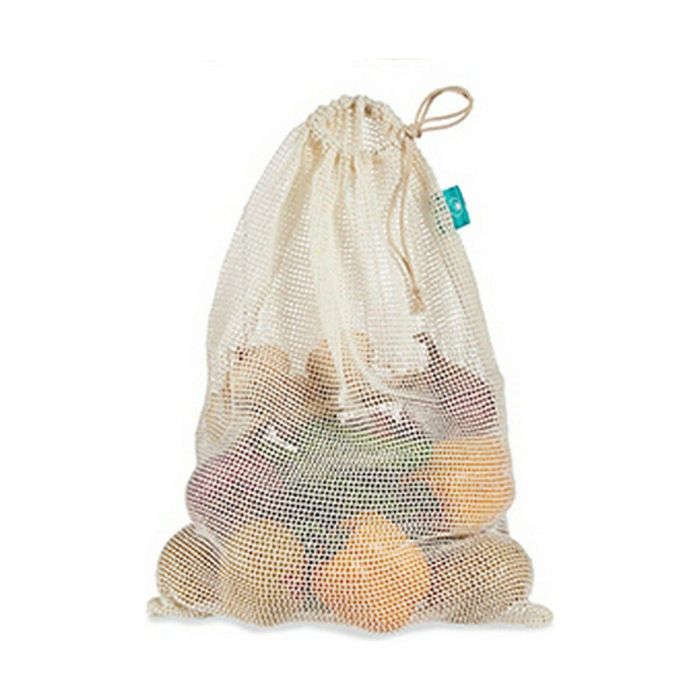 Set de Bolsas Reutilizables para Alimentos Blanco 100 % algodón 5 x 48 x 33 cm (120 Unidades) 1