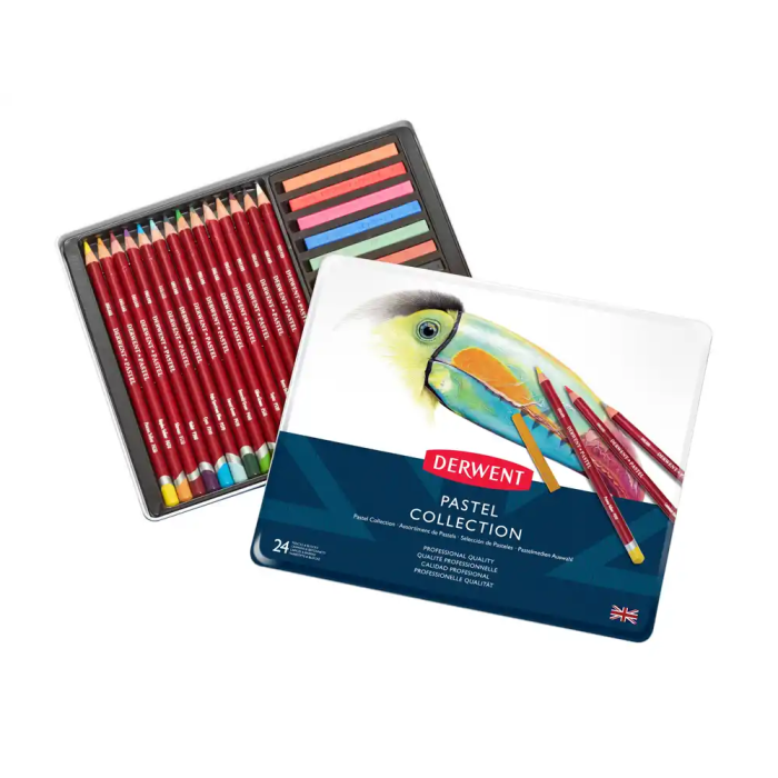 Derwent Barras y Lápices Acuarelables Pastel Caja Metálica 24 Unidades Surtidas 1