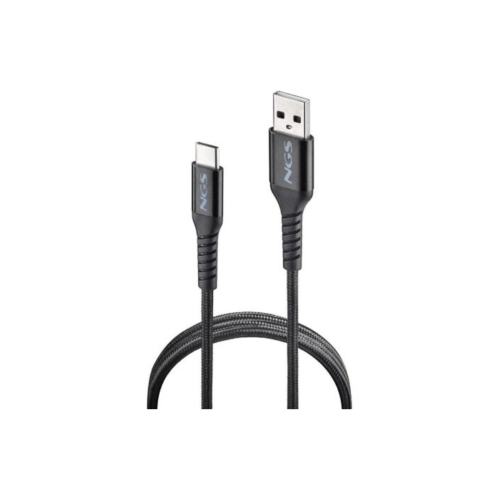 Cable USB 2.0 NGS KNOT-AC/ USB Macho - USB Tipo-C Macho/ Hasta 12W/ 480Mbps/ 1m/ Negro 1