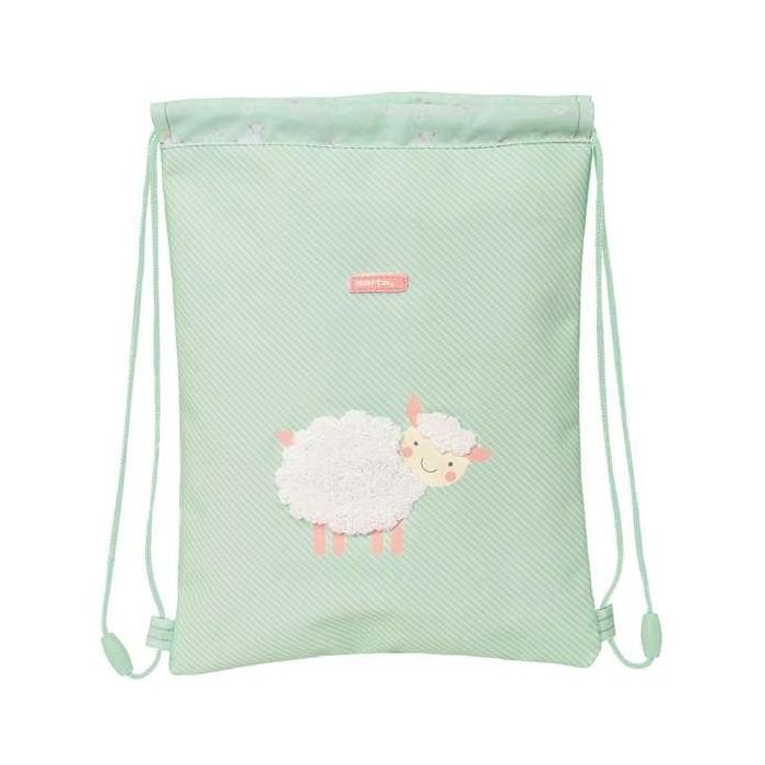 Bolsa Mochila con Cuerdas Safta Ovejita Verde (26 x 34 x 1 cm)