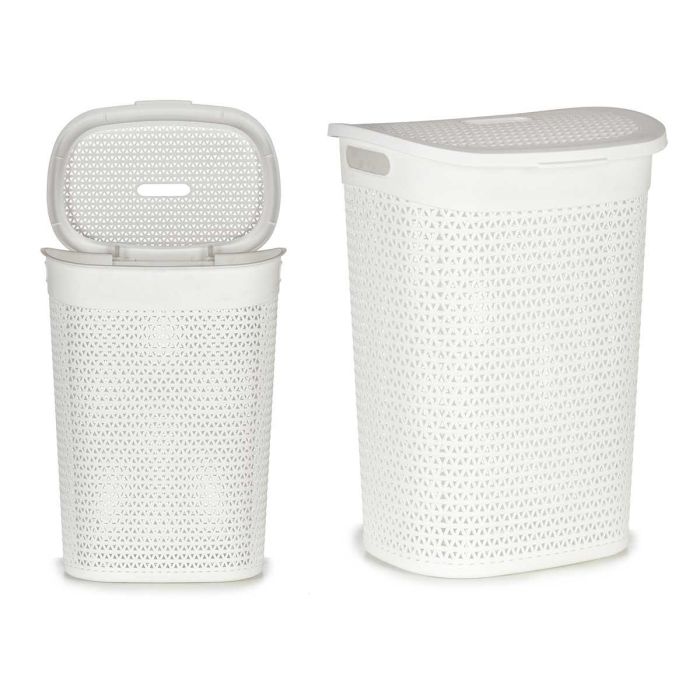 Cesto Ropa con Tapa Kipit 60L Blanco 43.5x57x34 cm (6 Unidades) Cesto Ropa con Tapa Kipit 60L Blanco 43.5x57x34 cm (6 Unidades)