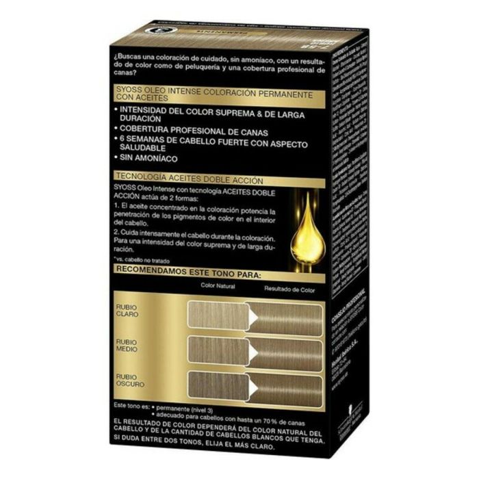 Syoss #7.58 Oleo Intense Tinte de Pelo Permanente Sin Amoniaco Rubio Arena para Todo Tipo de Cabello, Cubre Canas, 5 Piezas 1