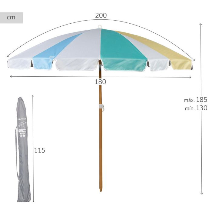 Sombrilla de playa Aktive Ø 200 cm 20 x 185 x 20 cm (6 Unidades) 3 Sombrilla de playa Aktive Ø 200 cm 20 x 185 x 20 cm (6 Unidades) 3