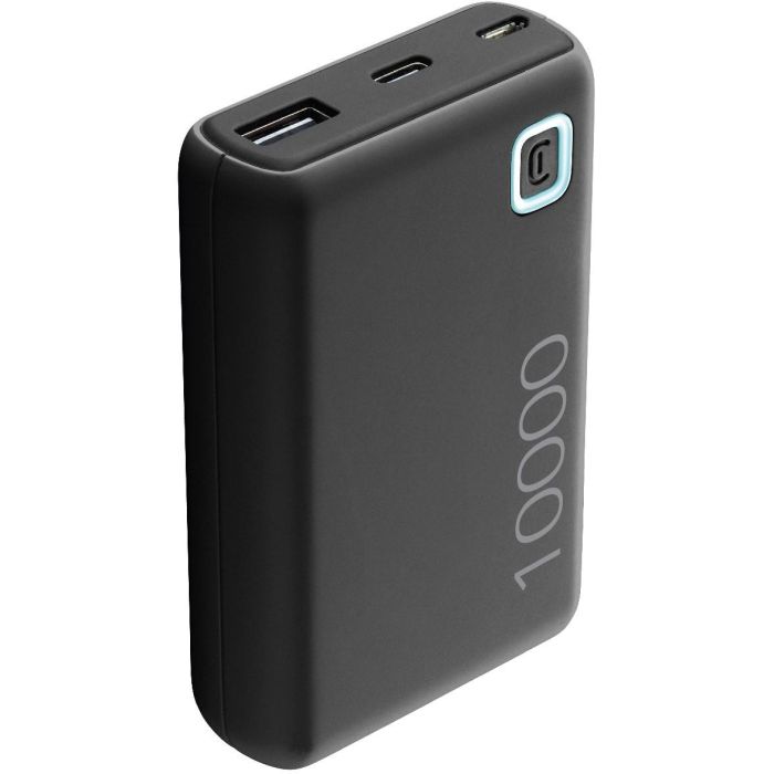 Cellularline ESSENCE 10000 Power Bank - Cargador Portátil 10000 mAh, 12W, Batería Litio, Negro para Teléfonos y Smartphones