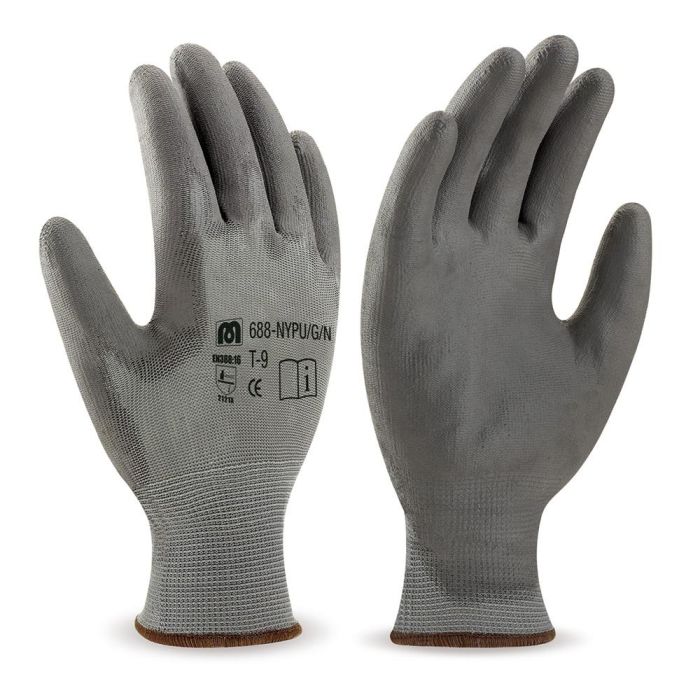 Guantes poliéster gris con recubrimiento de poliuretano gris en388, talla 10 0 Guantes poliéster gris con recubrimiento de poliuretano gris en388, talla 10 0
