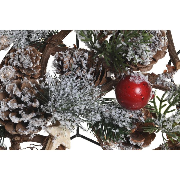 DKD Home Decor Decoración Colgante Navidad Tradicional Natural Verde Rojo Piñas Metal Estrella 24 x 7 x 24 cm 2