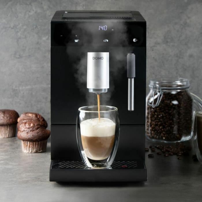 Domo DO1150K Cafetera espresso automática con molinillo, 19 bar, 1350 W, 125g café, Negra 2