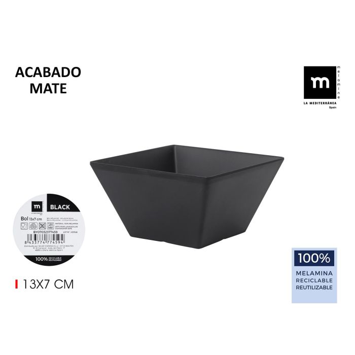 Bol de melamina mate negro 13x7 cm - La Mediterranea (24 Unidades) Bol de melamina mate negro 13x7 cm - La Mediterranea (24 Unidades)